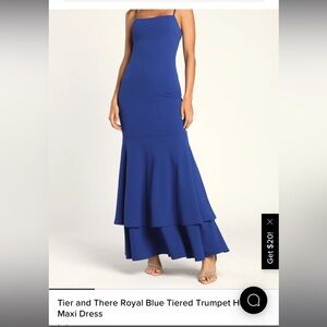 Lulu's Blue Spaghetti Strap Sleeveless Gown